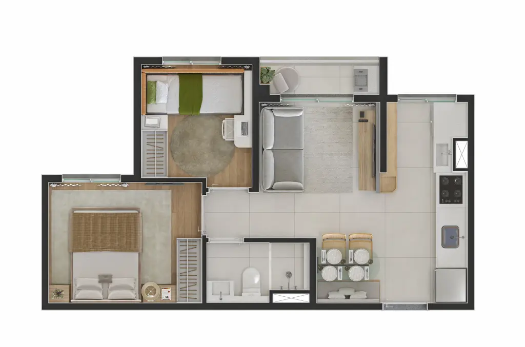 Spin Zona Sul - aptos com 2 dorms - com varanda e vaga