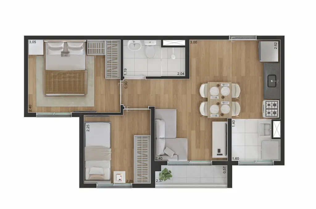 Spin Zona Sul - aptos com 2 dorms - com varanda e vaga