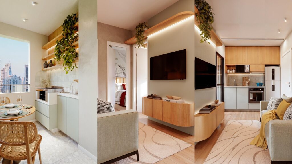 Apartamentos de 1 e 2 dorms com varanda 