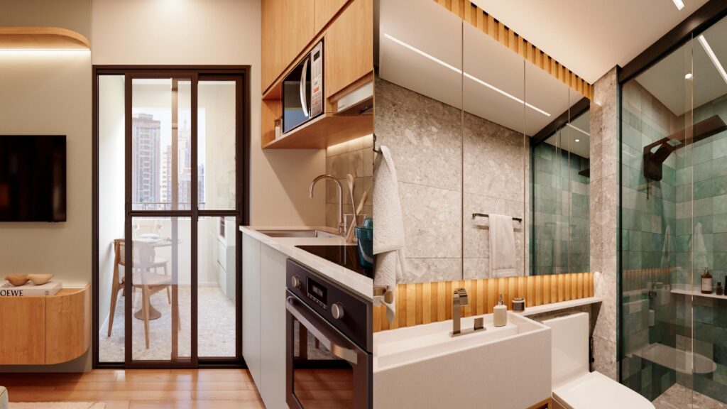 Apartamentos de 1 e 2 dorms com varanda 